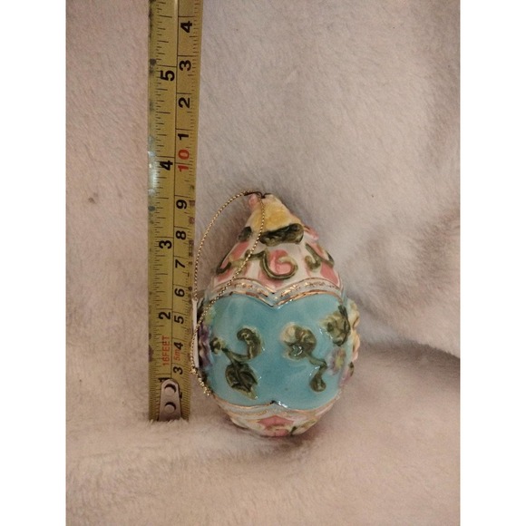 Porcelain/ceramic floral egg ornament 3.75" - Picture 8 of 8
